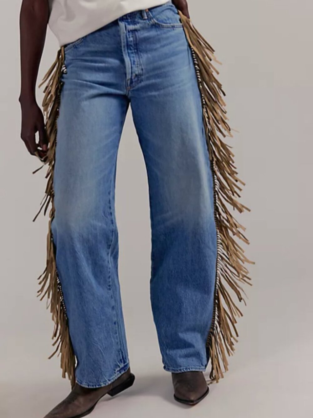 MOTHER The Fringe Half-Pipe Jeans